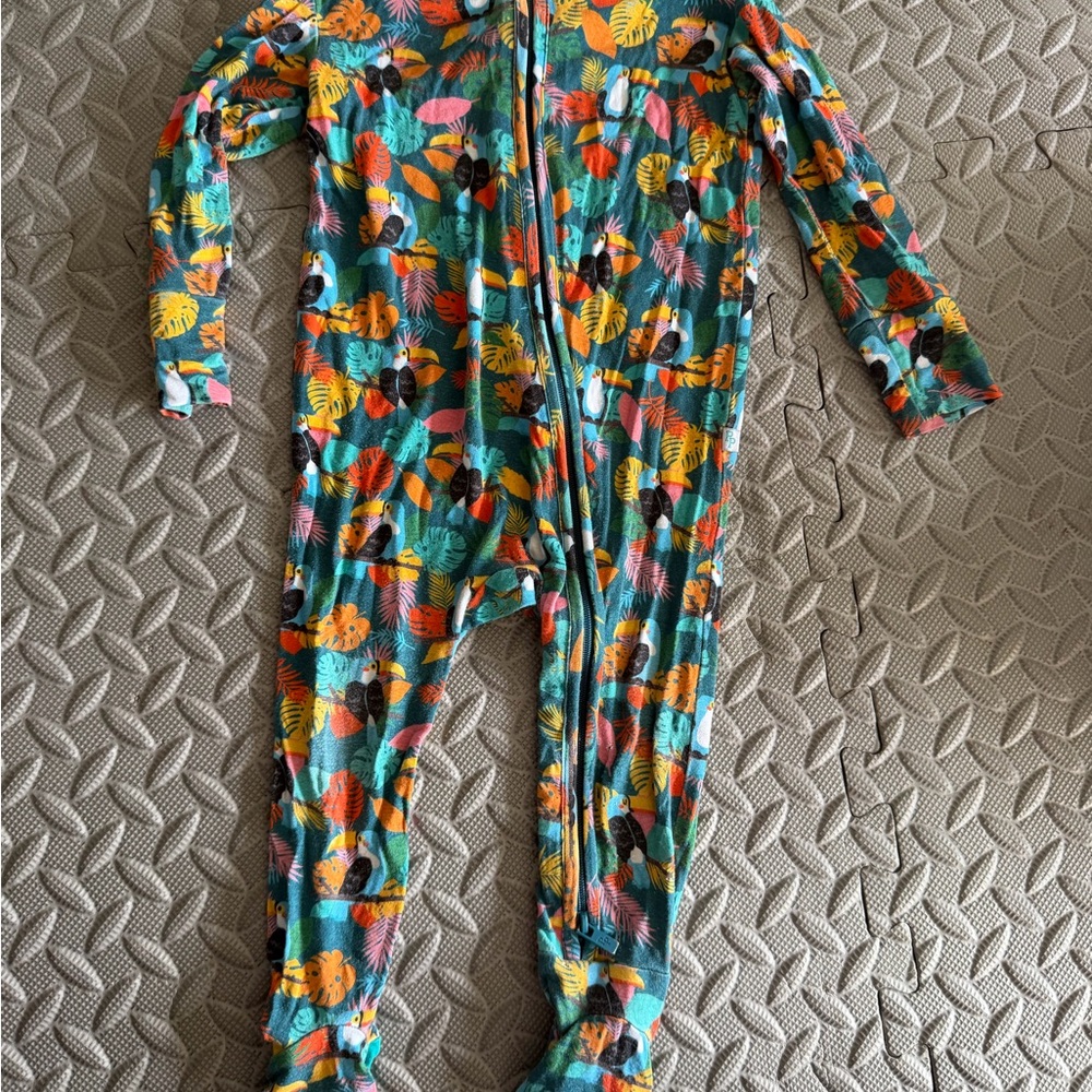 Posh Peanut Multicolor Leaf Print Kids Footie